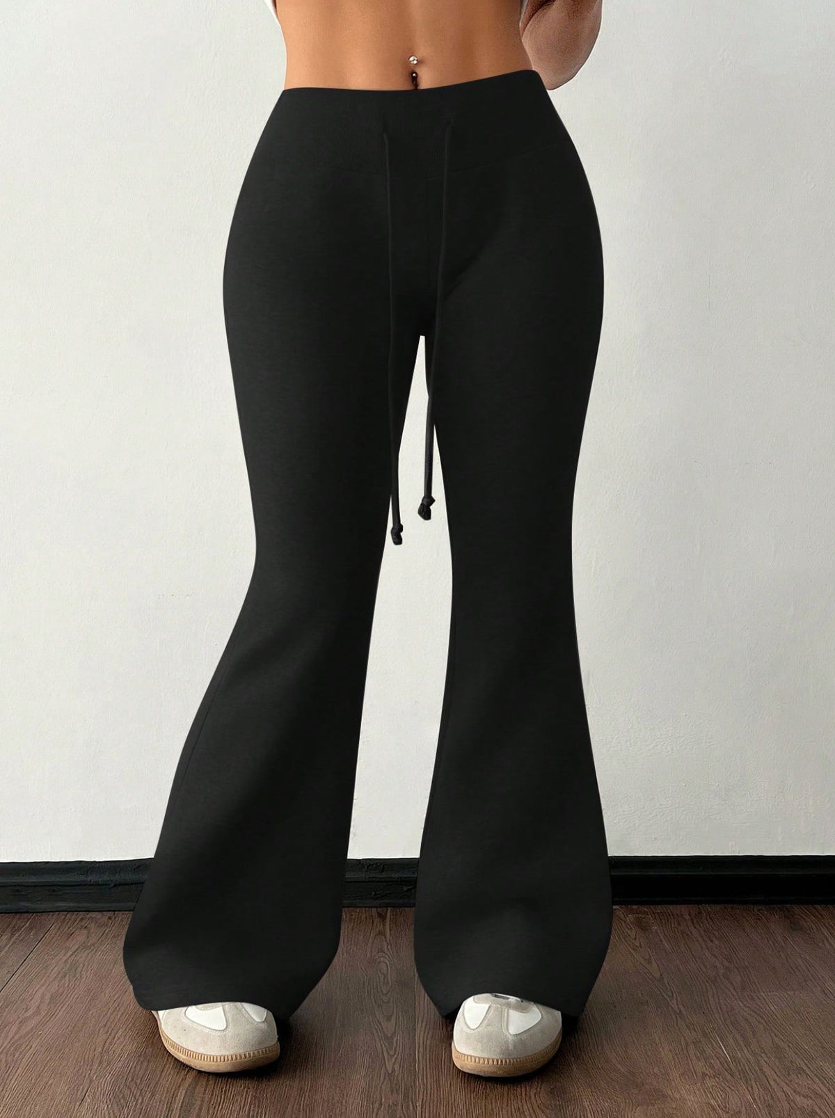 Padded Fleece Trousers High Waist Pure Color Sweatpants