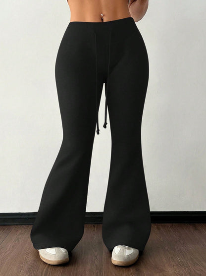Padded Fleece Trousers High Waist Pure Color Sweatpants
