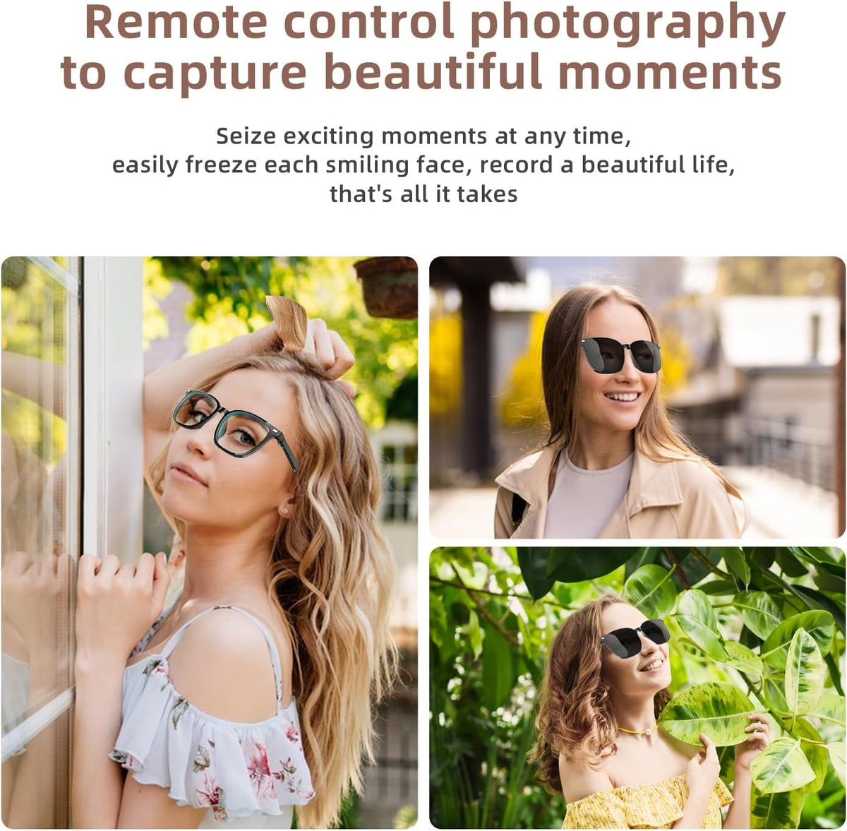 Interchangeable Lenses, UV & Blue Light & Night Vision Smart AI Bluetooth Sunglasses