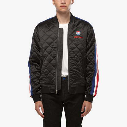Konus Men's Quilted Satin Jacket in Black