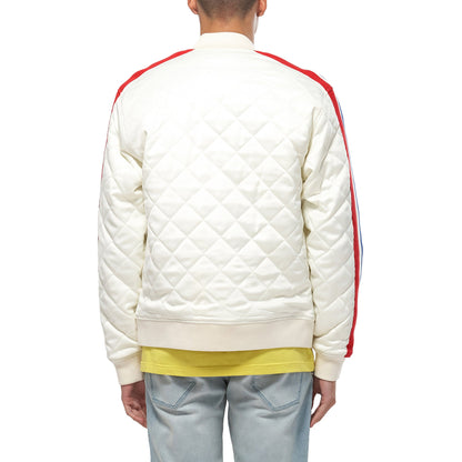 Konus Men's Quilted Satin Jacket in Off White