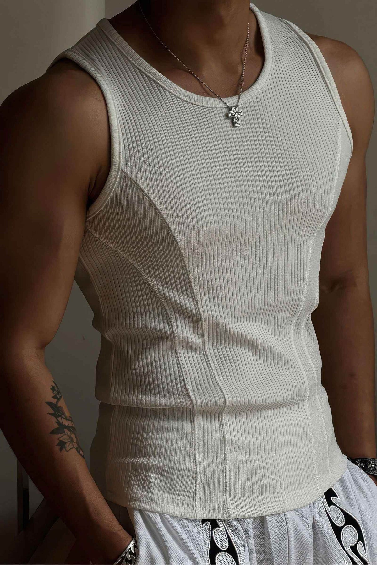 Athletic Ribbed Muscle Tank for Men, Stretchy Slim-Fit Sleeveless Vest