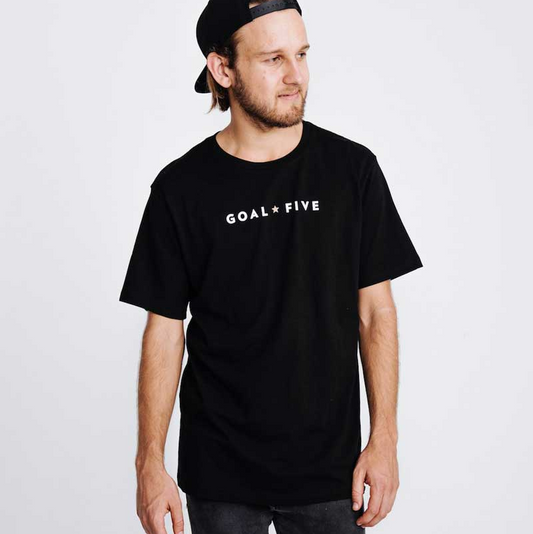 Goal Five Men's Black Cotton T-Shirt