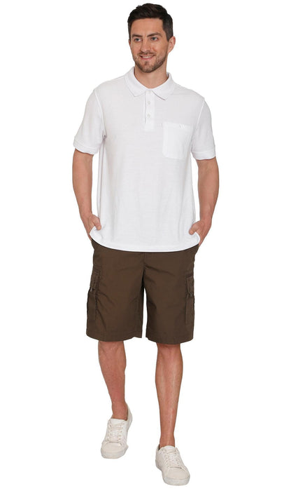 Men's Elastic Waist Cargo Shorts with Multi-Pocket Design