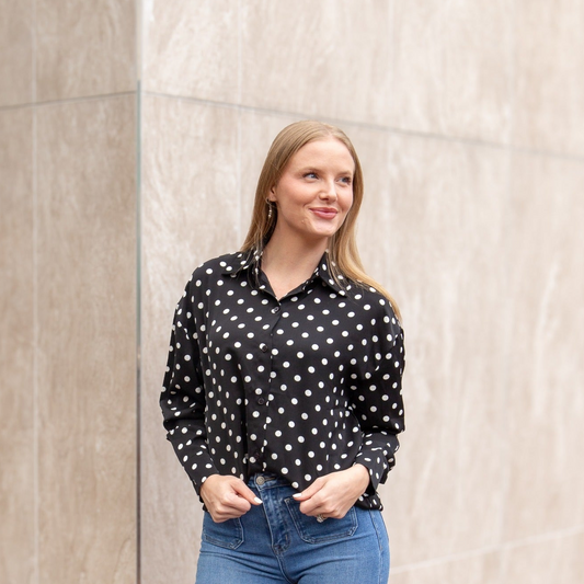 Kathryn Classic Button-Up, Polka-Dot