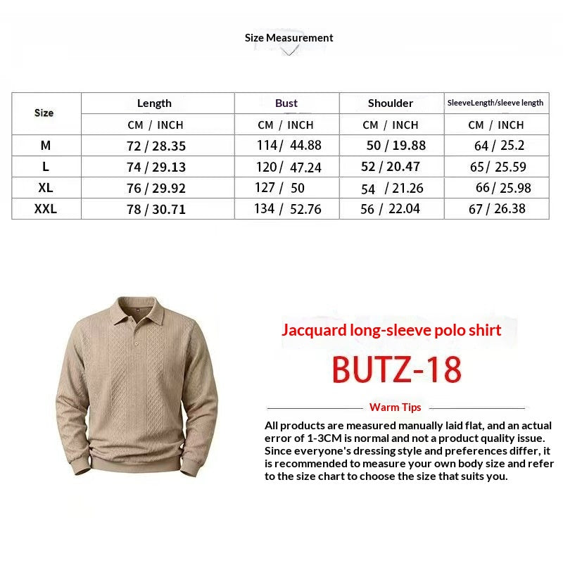 Notch-lapel Long-sleeve Textured Casual Business Pullover Top