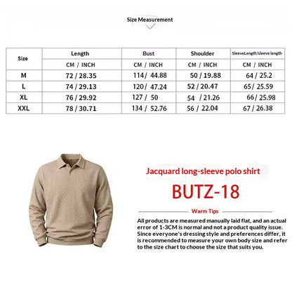 Notch-lapel Long-sleeve Textured Casual Business Pullover Top