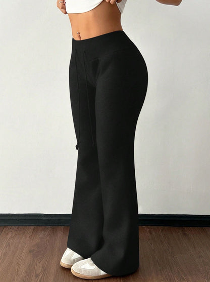 Padded Fleece Trousers High Waist Pure Color Sweatpants