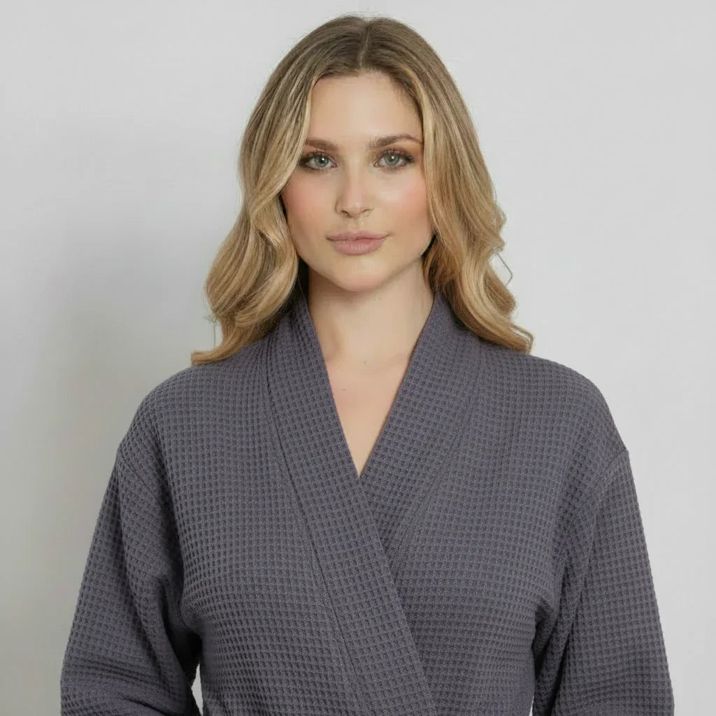 Knee-Length Waffle Robe for Women